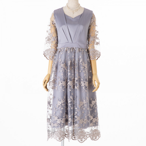 Select Shop チュールフラワー刺繍ドレス