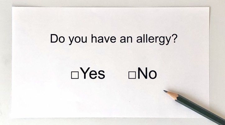 アレルギーがない場合の書き方